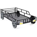 Costway Twin Car-Shaped Metal Bed Frame with Wheels Decorations Safety Guardrails
