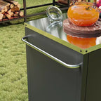 Famapy Tavoli da Pranzo per Esterni Tavolo BBQ Grill con Mobiletto Contenitore, Carrello Bar con Struttura in Acciaio Nero Tavolo da Cucina