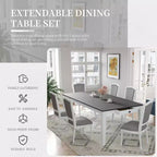 Whisen 7-Piece 78.1 Extendable Dining Table Set with 6 Upholstered Chairs