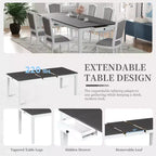 Whisen 7-Piece 78.1 Extendable Dining Table Set with 6 Upholstered Chairs