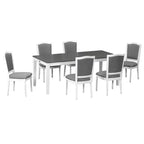 Whisen 7-Piece 78.1 Extendable Dining Table Set with 6 Upholstered Chairs