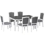 Whisen 7-Piece 78.1 Extendable Dining Table Set with 6 Upholstered Chairs