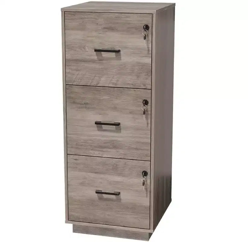 Karl Home 3-Drawer Gray MDF 15.35in. W Vertical File Cabinet