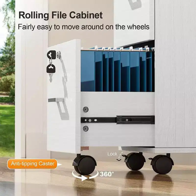 Karl Home 2-Drawer White MDF 15.75in. W Vertical File Cabinet