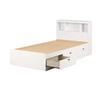 HomeStock 14.75 in.H Twin Size White with Bookcase Beds made of Particle Board Bed Frame