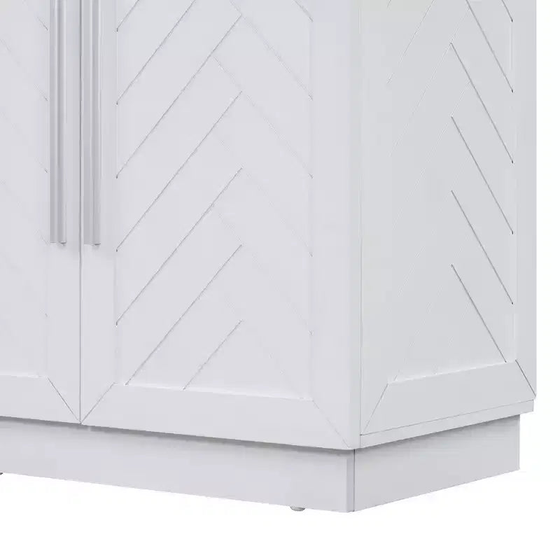 Sideboard Buffet Cabinet with Storage, Adjustable Shelves and Silver Handles for Kitchen