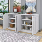 Sideboard Buffet Cabinet with Storage, Adjustable Shelves and Silver Handles for Kitchen