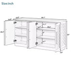 Sideboard Buffet Cabinet with Storage, Adjustable Shelves and Silver Handles for Kitchen