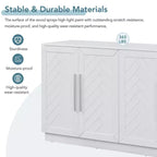 Sideboard Buffet Cabinet with Storage, Adjustable Shelves and Silver Handles for Kitchen