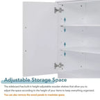Sideboard Buffet Cabinet with Storage, Adjustable Shelves and Silver Handles for Kitchen