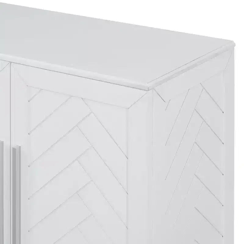 Sideboard Buffet Cabinet with Storage, Adjustable Shelves and Silver Handles for Kitchen