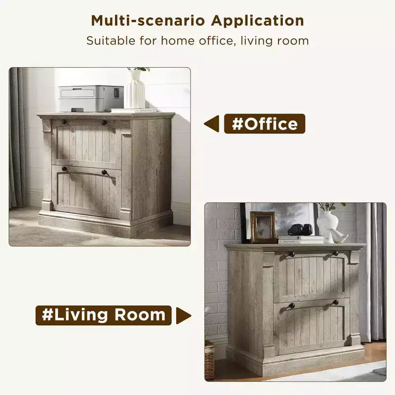 30 File Cabinet with 2 Drawers, Farmhouse Lateral Filing Cabinet, Hanging File Folders & Interlocking Drawers, for Home Office