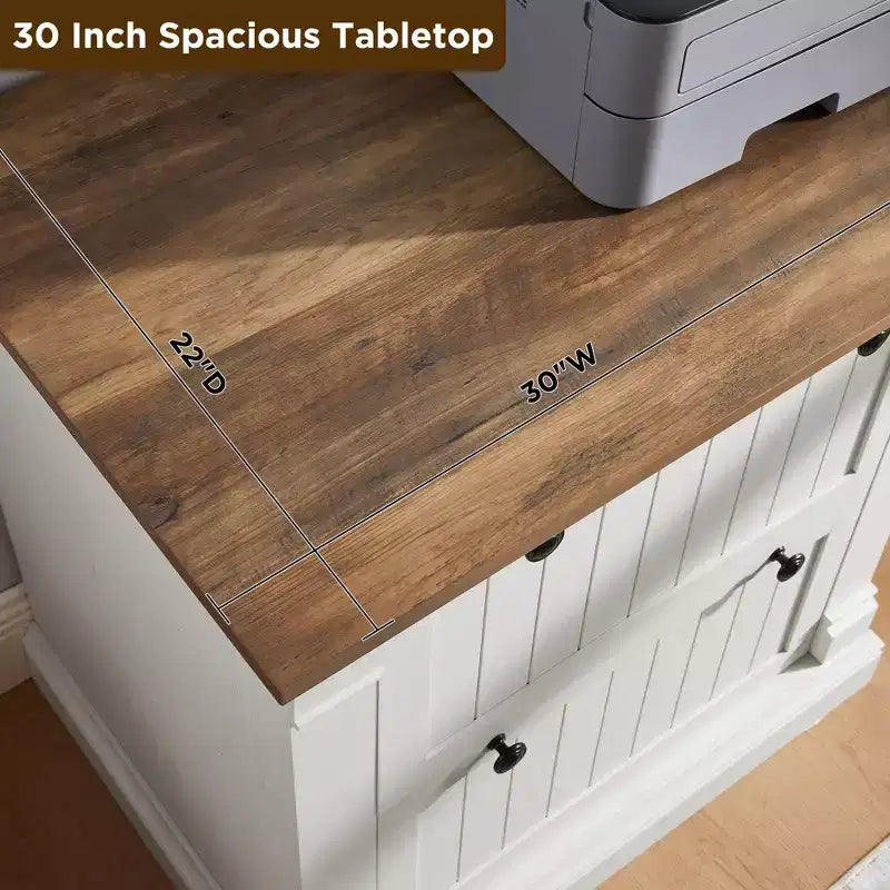 30 File Cabinet with 2 Drawers, Farmhouse Lateral Filing Cabinet, Hanging File Folders & Interlocking Drawers, for Home Office