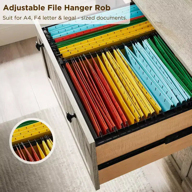 30 File Cabinet with 2 Drawers, Farmhouse Lateral Filing Cabinet, Hanging File Folders & Interlocking Drawers, for Home Office