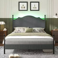 AMERLIFE Bed Frame with 51.2 Tall Upholstered Headboard and Four Poster Design