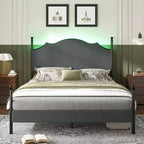 AMERLIFE Bed Frame with 51.2 Tall Upholstered Headboard and Four Poster Design