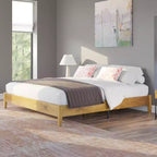 AMERLIFE Solid Wood Bed Frame with No Headboard, No Box Spring Needed/Wood Slat Support
