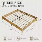 AMERLIFE Solid Wood Bed Frame with No Headboard, No Box Spring Needed/Wood Slat Support