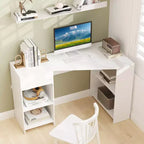 Costway L Shaped Computer Desk with Drawer & Storage Shelves for Home Office Workstation