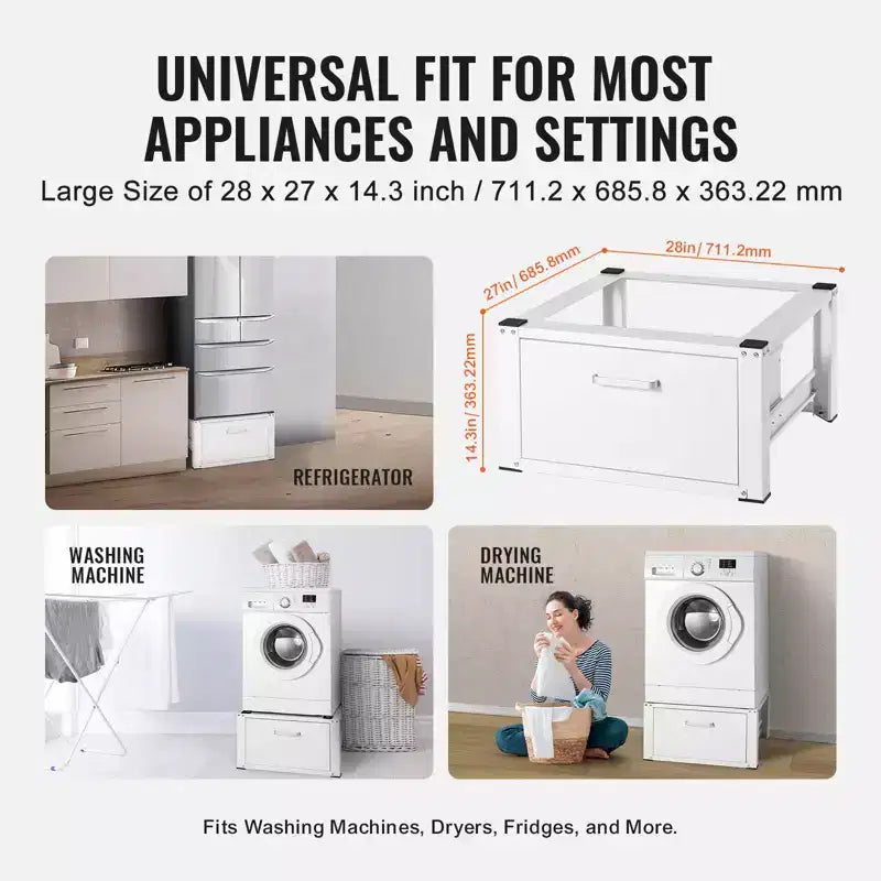 VEVOR Laundry Pedestal 27 Wide 14.4 Height, Washer And Dryer Base Stand Platform Universal Fit 660lbs Capacity, Heavy Duty Multi-Functional Base