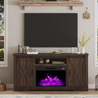 AMERLIFE Fireplace TV Stand with Sliding Barn Door for TVs up to 73, Farmhouse 63 Fireplace Entertainment Center