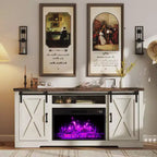 AMERLIFE Fireplace TV Stand with Sliding Barn Door for TVs up to 73, Farmhouse 63 Fireplace Entertainment Center