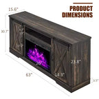 AMERLIFE Fireplace TV Stand with Sliding Barn Door for TVs up to 73, Farmhouse 63 Fireplace Entertainment Center