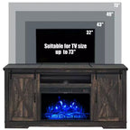 AMERLIFE Fireplace TV Stand with Sliding Barn Door for TVs up to 73, Farmhouse 63 Fireplace Entertainment Center