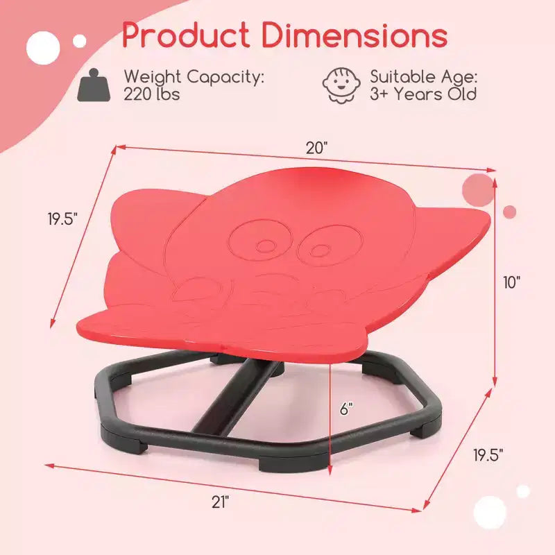 Costway Kids Sensory Swivel Chair with Non-Slip Metal Base for Autistic Kids Indoor Outdoor Blue/Red Elephant