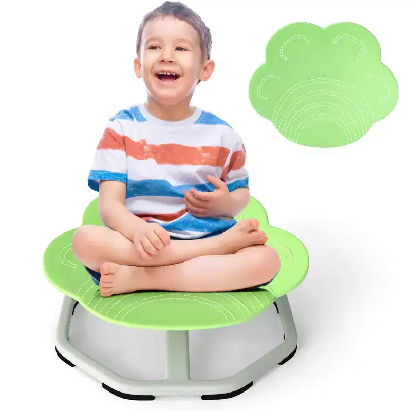 Costway Kids Sensory Swivel Chair with Non-Slip Metal Base for Autistic Kids Indoor Outdoor Blue/Red Elephant
