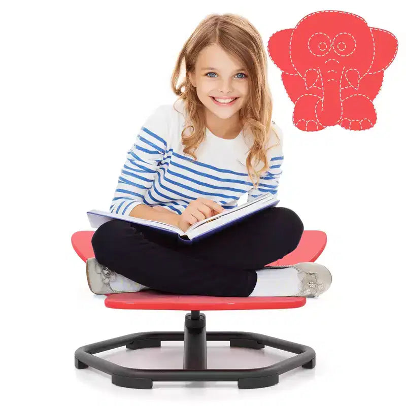 Costway Kids Sensory Swivel Chair with Non-Slip Metal Base for Autistic Kids Indoor Outdoor Blue/Red Elephant