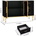 46.4 Buffet Sideboard Cabinet with Storage, 2 Glass Doors 3 Drawers and Shelves, Marble Top Kitchen Sideboard Cabinet for Dining Room
