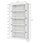 Libreria a 5 ripiani in legno, Scaffale portaoggetti in stile rustico con ripiani espositivi, Libreria alta