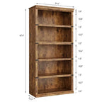 Libreria a 5 ripiani in legno, Scaffale portaoggetti in stile rustico con ripiani espositivi, Libreria alta