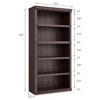 Libreria a 5 ripiani in legno, Scaffale portaoggetti in stile rustico con ripiani espositivi, Libreria alta