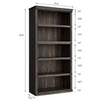 Libreria a 5 ripiani in legno, Scaffale portaoggetti in stile rustico con ripiani espositivi, Libreria alta