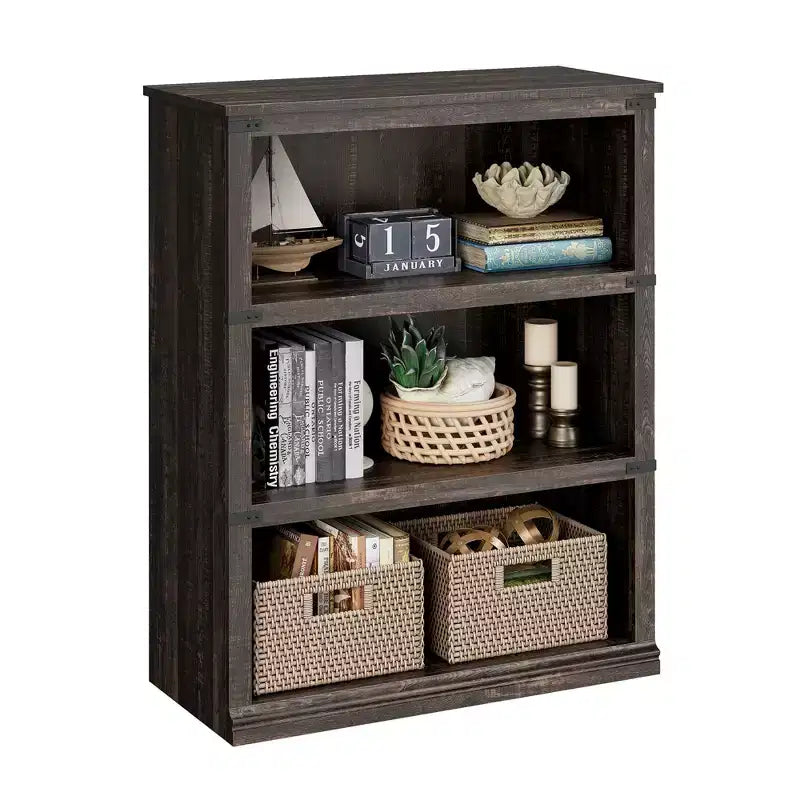 5-Tier Wooden Bookcase, Farmhouse Storage Book Shelf with Display Shelves, Tall Book Case