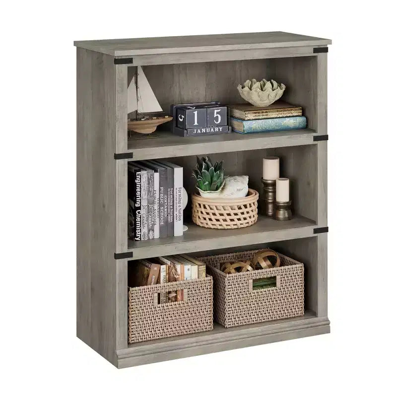 5-Tier Wooden Bookcase, Farmhouse Storage Book Shelf with Display Shelves, Tall Book Case