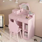 Set scrivania e sedia da trucco 2-in-1 Princess con contenitore - Toeletta per bambine per giochi di finzione - Rosa