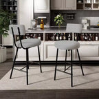 Height Bar Stools Set of 4, Upholstered Counter Height Bar Chair with Round Seat, Modern Barstools with Back and Metal Footrest