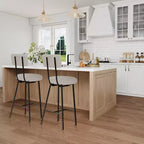 Height Bar Stools Set of 4, Upholstered Counter Height Bar Chair with Round Seat, Modern Barstools with Back and Metal Footrest