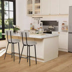 Height Bar Stools Set of 4, Upholstered Counter Height Bar Chair with Round Seat, Modern Barstools with Back and Metal Footrest