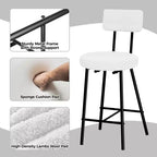 Height Bar Stools Set of 4, Upholstered Counter Height Bar Chair with Round Seat, Modern Barstools with Back and Metal Footrest