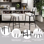 Height Bar Stools Set of 4, Upholstered Counter Height Bar Chair with Round Seat, Modern Barstools with Back and Metal Footrest