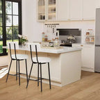 Height Bar Stools Set of 4, Upholstered Counter Height Bar Chair with Round Seat, Modern Barstools with Back and Metal Footrest