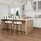 Height Bar Stools Set of 4, Upholstered Counter Height Bar Chair with Round Seat, Modern Barstools with Back and Metal Footrest