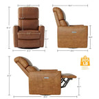 Swivel Rocking Recliner Chair, Manual Recliner Glider with Lumbar Support & Faux Leather Upholstery, Comfortable Rocker Recliner