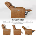 Swivel Rocking Recliner Chair, Manual Recliner Glider with Lumbar Support & Faux Leather Upholstery, Comfortable Rocker Recliner
