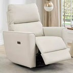 Swivel Rocking Recliner Chair, Manual Recliner Glider with Lumbar Support & Faux Leather Upholstery, Comfortable Rocker Recliner