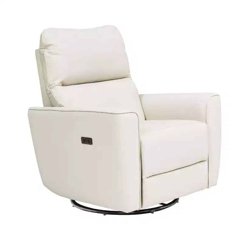 Swivel Rocking Recliner Chair, Manual Recliner Glider with Lumbar Support & Faux Leather Upholstery, Comfortable Rocker Recliner